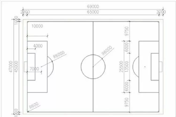 十一人制足球场足球场尺寸标线的画法(二)